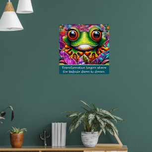 Frosch Whimsical Abstrakte Kunst Florale Personali Poster