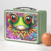Frosch Whimsical Abstrakte Malerei Kunst Blumengrü Metall Brotdose (Beispiel)