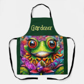 Frosch Whimsical Abstrakte Malerei Kunst Blumengrü Schürze (Vorderseite)