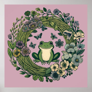 Frosch-Wildblumen für Kernbrennwerke Poster