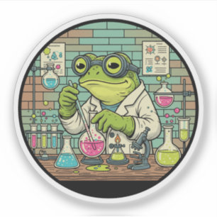 Frosch-Wissenschaftler Chemiker - Lustige Vintage- Aufkleber