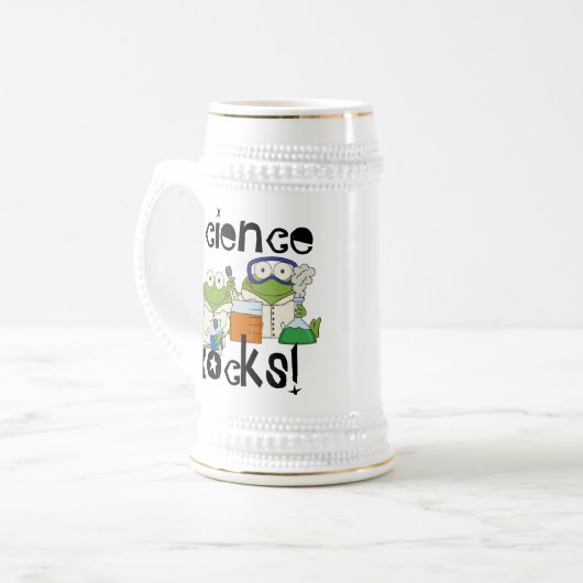 Frosch-Wissenschafts-Felsen Bierglas (Vorderseite Links)