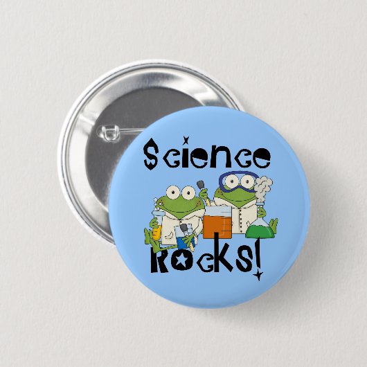 Frosch-Wissenschafts-Felsen Button (Vorne & Hinten)