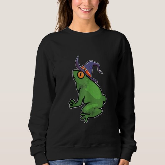 Frosch Witz Lazy Halloween Kostüm Zauberer Sweatshirt (Vorderseite)