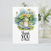 Frosch Yoga Meditation im Teich Dankeskarte (Stehend Vorderseite)