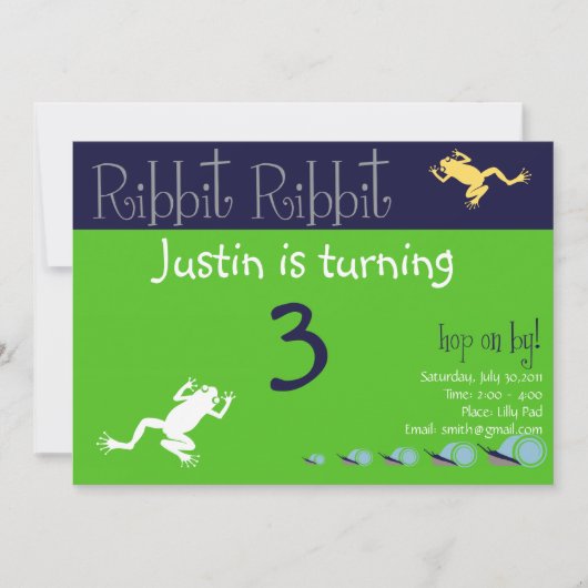Frosch zum Geburtstag Einladung (Vorderseite)