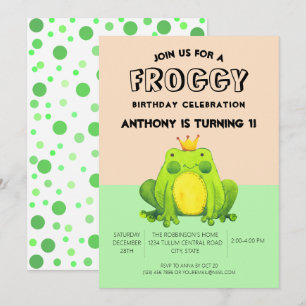 Froschbaby 1. Geburtstag grüne Konfetti personalis Einladung