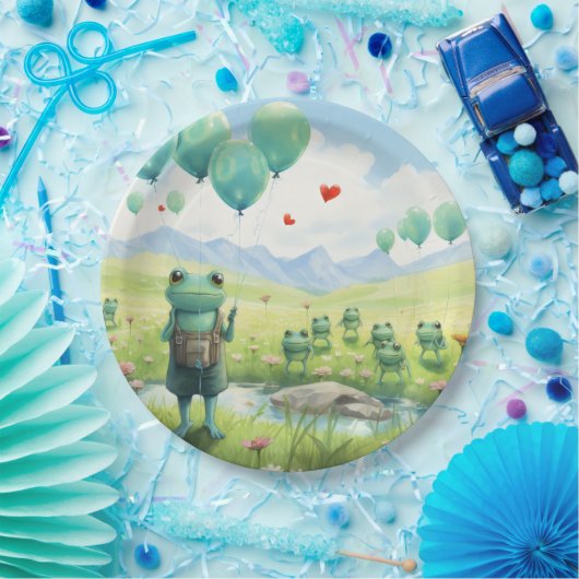 Froschbläuenballons Pappteller (Party)