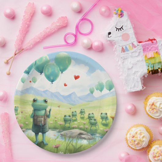 Froschbläuenballons Pappteller (Party)