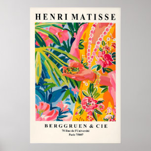 Froschdruck im Matisse-Stil Rosa Tropischer Maxima Poster
