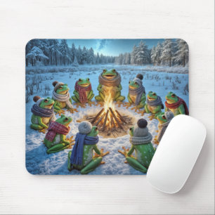 Frösche Ansammlung um ein Lagerfeuer Mousepad