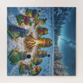 Frösche Ansammlung um ein Lagerfeuer Puzzle (Horizontal)