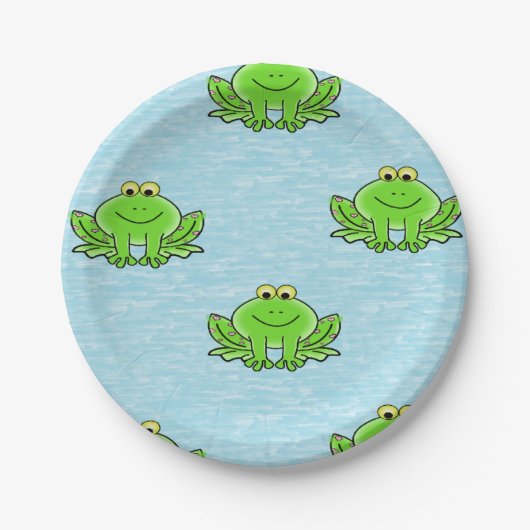 Frösche auf blauem Wasser Pappteller (Vorderseite)