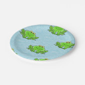Frösche auf blauem Wasser Pappteller (Schrägansicht)