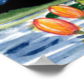 Frösche auf dem Lily Pad Pond Watching Moon Poster (Ecke)