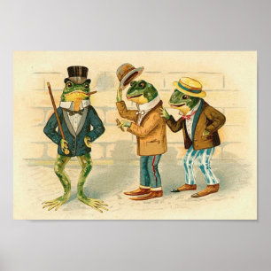 Frösche auf der Straße - Vintages Kunstposter Poster