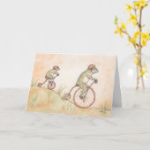 Frösche auf Fahrrädern Vatertagskarte Karte (Gelbe Blume)