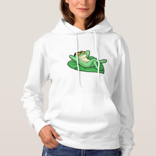 Frösche auf Leaf mit Sonnenbrille Hoodie (Vorderseite)
