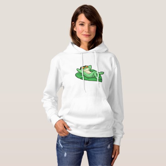 Frösche auf Leaf mit Sonnenbrille Hoodie (Vorne ganz)