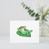 Frösche auf Leaf mit Sonnenbrille Postkarte (Stehend Vorderseite)