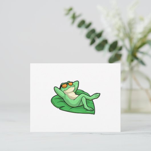 Frösche auf Leaf mit Sonnenbrille Postkarte (Stehend Vorderseite)