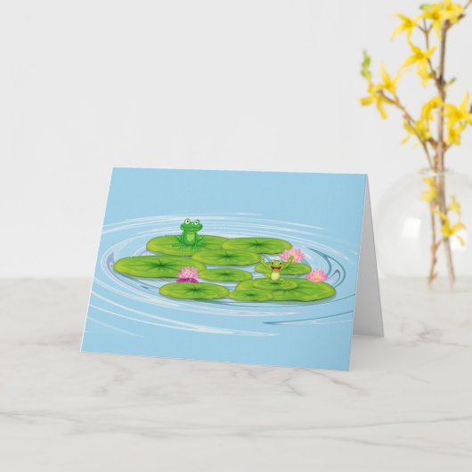 Frösche auf Lily Pad Geburtstag Karte (Gelbe Blume)