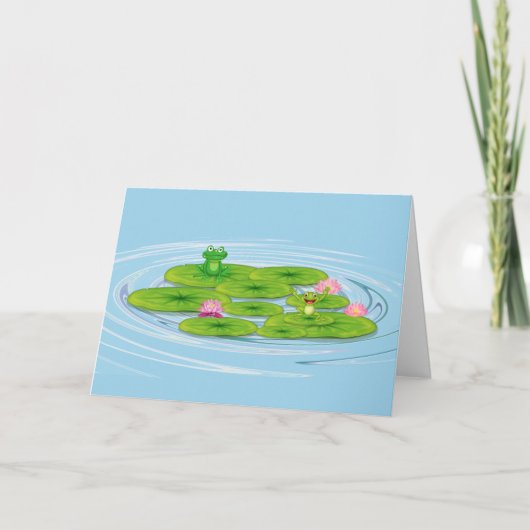 Frösche auf Lily Pad Geburtstag Karte (Vorderseite)