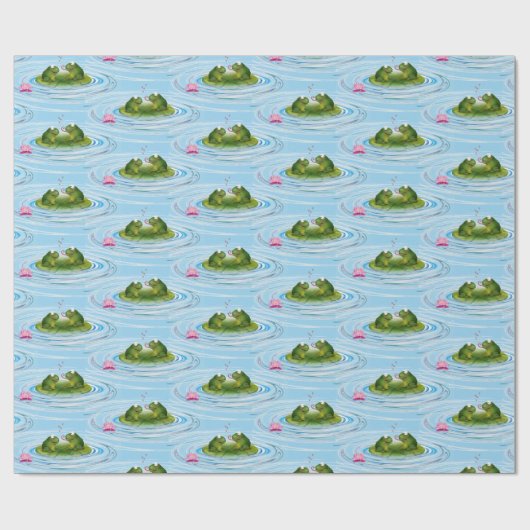Frösche auf Lily Pad mit Herz Geschenkpapier (Flach)