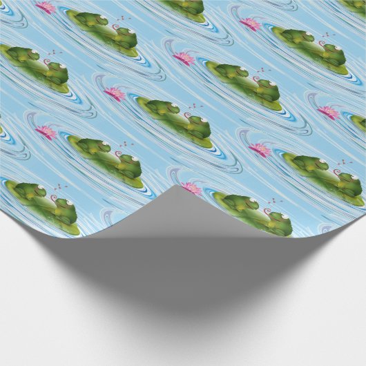 Frösche auf Lily Pad mit Herz Geschenkpapier (Ecke)