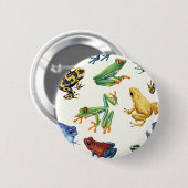 Frösche auf natürlichem Weiß Button (Vorne & Hinten)