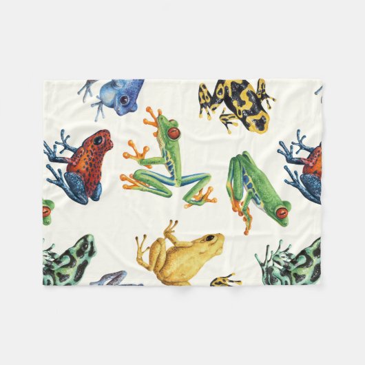 Frösche auf natürlichem Weiß Fleecedecke (Vorderseite (Horizontal))