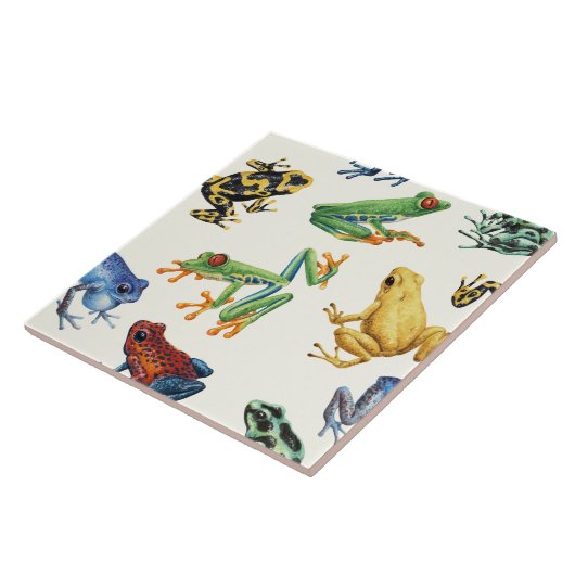 Frösche auf natürlichem Weiß Fliese (Seite)