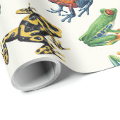 Frösche auf natürlichem Weiß Geschenkpapier (Rolleneckpunkt)