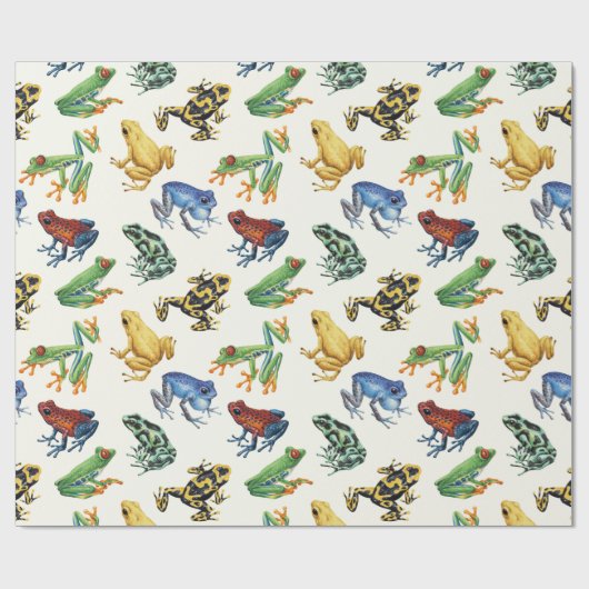 Frösche auf natürlichem Weiß Geschenkpapier (Flach)