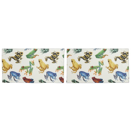 Frösche auf natürlichem Weiß Kissenbezug (Vorderseite-Set)