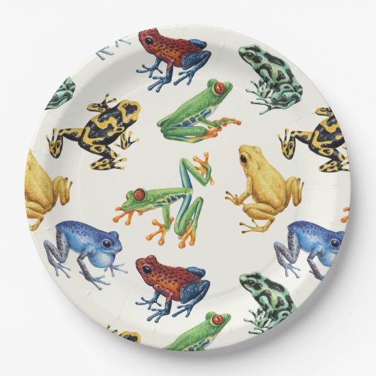 Frösche auf natürlichem Weiß Pappteller (Vorderseite)