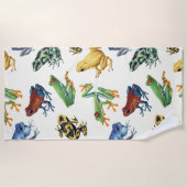 Frösche auf natürlichem Weiß Strandtuch (Vorderseite)