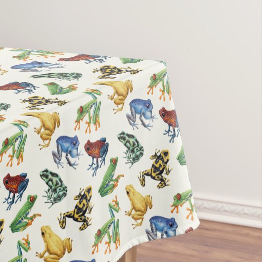 Frösche auf natürlichem Weiß Tischdecke (Beispiel)