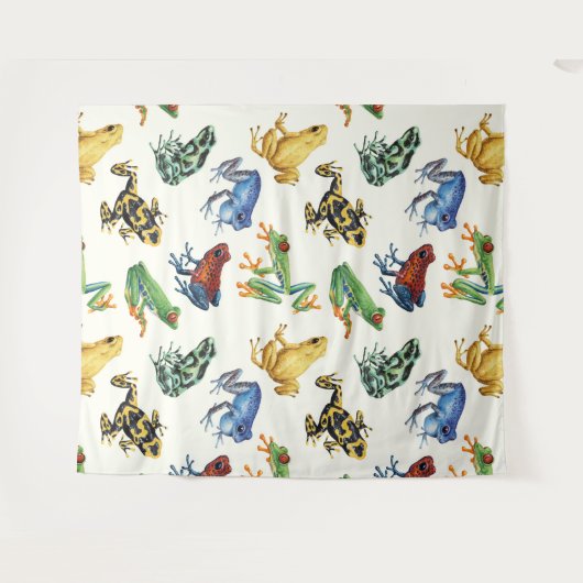 Frösche auf natürlichem Weiß Wandteppich (Vorderseite (Horizontal))