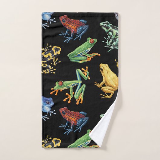 Frösche auf schwarz badhandtuch set (Handtuch)