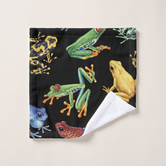 Frösche auf schwarz badhandtuch set (Waschlappen)