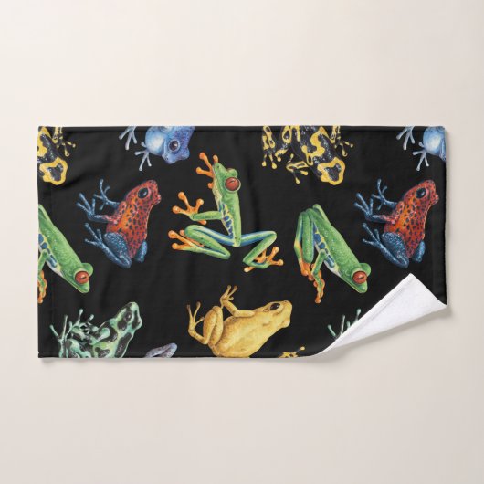 Frösche auf schwarz badhandtuch set (Handtuch)