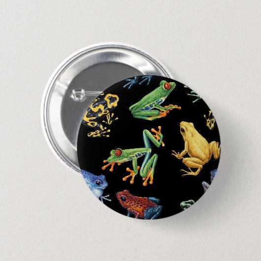 Frösche auf schwarz button (Vorne & Hinten)