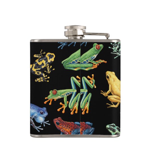 Frösche auf schwarz flachmann (Rückseite)