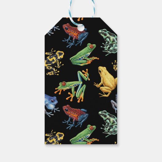 Frösche auf schwarz geschenkanhänger (Rückseite)