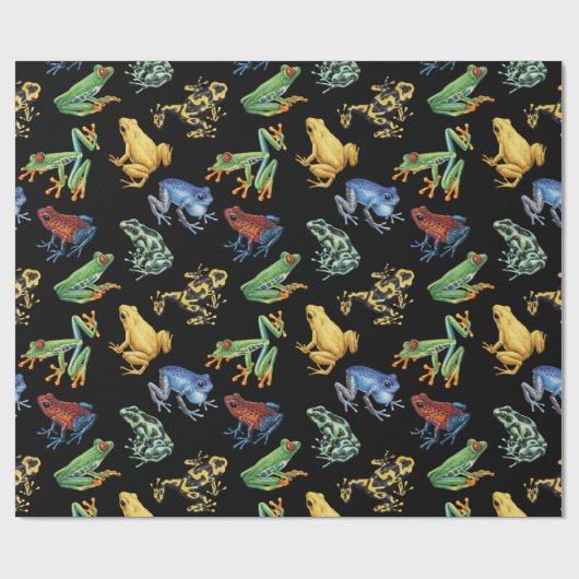 Frösche auf schwarz geschenkpapier (Flach)