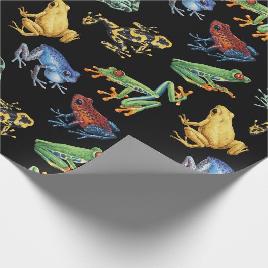 Frösche auf schwarz geschenkpapier (Ecke)