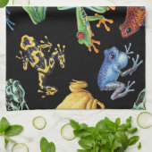 Frösche auf schwarz geschirrtuch (Gefaltet)