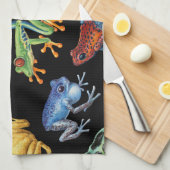 Frösche auf schwarz geschirrtuch (Viertel Falte)