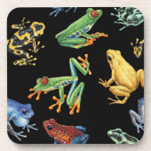 Frösche auf schwarz getränkeuntersetzer (Vorderseite)